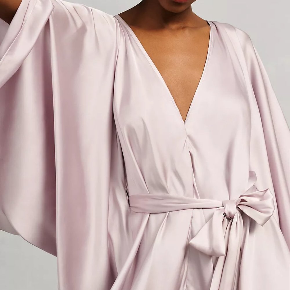 NWT Anthropologie Satin Tie Front Maxi Kaftan - Picture 3 of 8